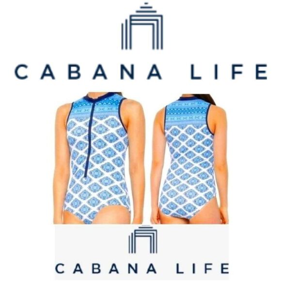 Cabana Life sz M Blue Sleeveless Rashguard Unisuit - Picture 1 of 10